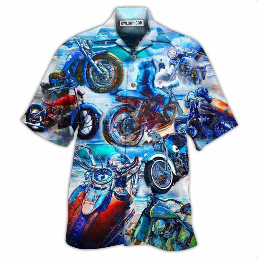Motorcycle Let's Take A Ride To The Beach Blue Style - Hawaiian Shirt - Owl Ohh - Owl Ohh