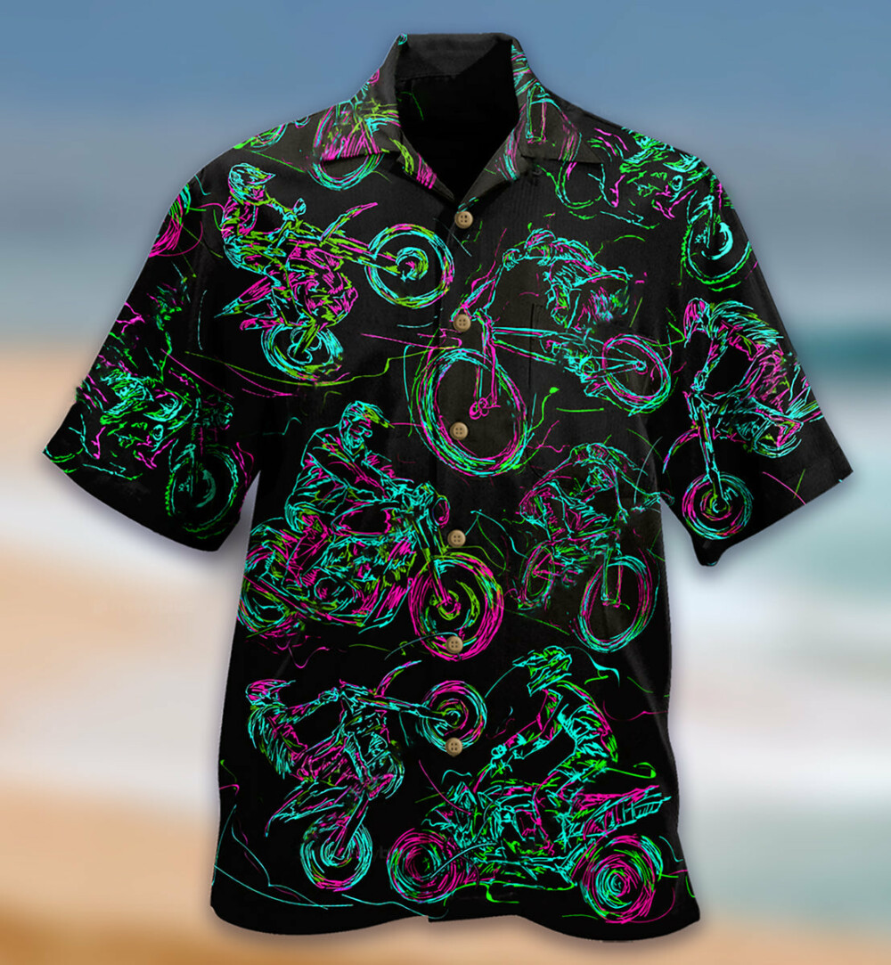 Motorcycle Lover Neon Light - Hawaiian Shirt - Owl Ohh - Owl Ohh