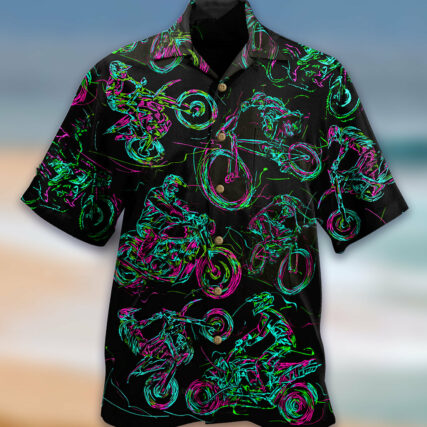 Motorcycle Lover Neon Light - Hawaiian Shirt - Owl Ohh - Owl Ohh