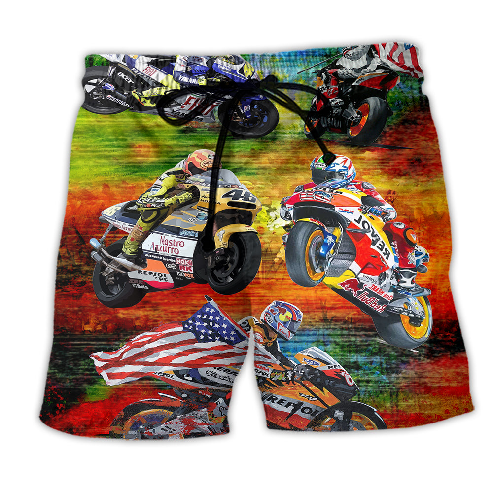 Motorcycle Racing Mix Color - Beach Short - Owl Ohh - Owl Ohh