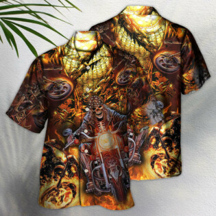 Skull Motorcycle Racing Fast Fire New - Hawaiian Shirt - Owl Ohh for men and women, kids - Owl Ohh