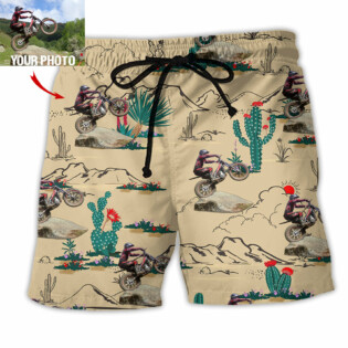 Motorcycle Trials Desert Cool Custom Photo - Beach Short - Owl Ohh - Owl Ohh