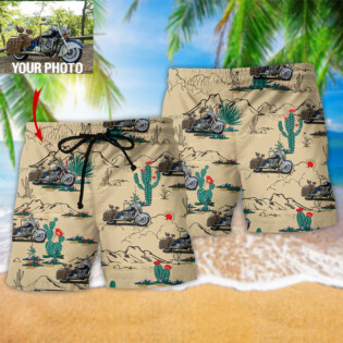 Motorcycle Trials Desert Custom Photo - Beach Short-Owl Ohh