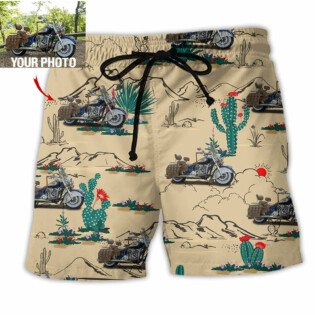 Motorcycle Trials Desert Custom Photo - Beach Short-Owl Ohh