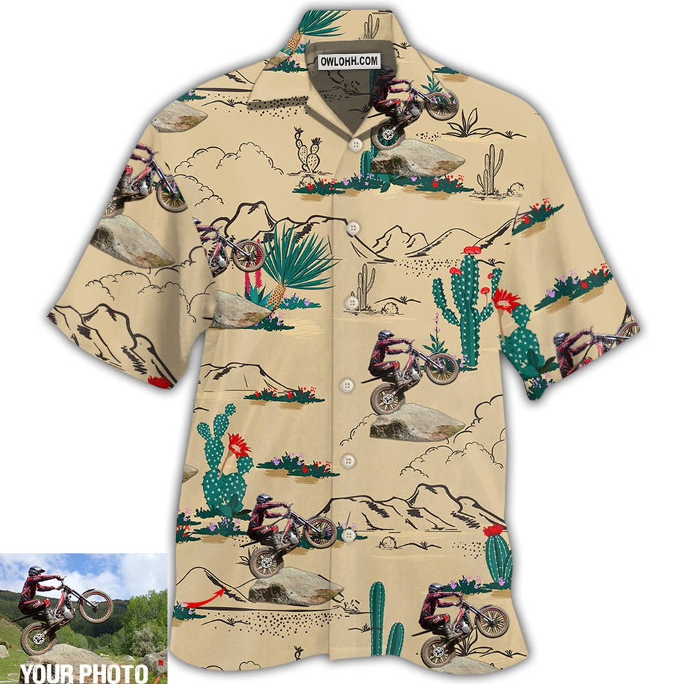 Motorcycle Trials Desert Mountain Custom Photo - Hawaiian Shirt - Owl Ohh - Owl Ohh