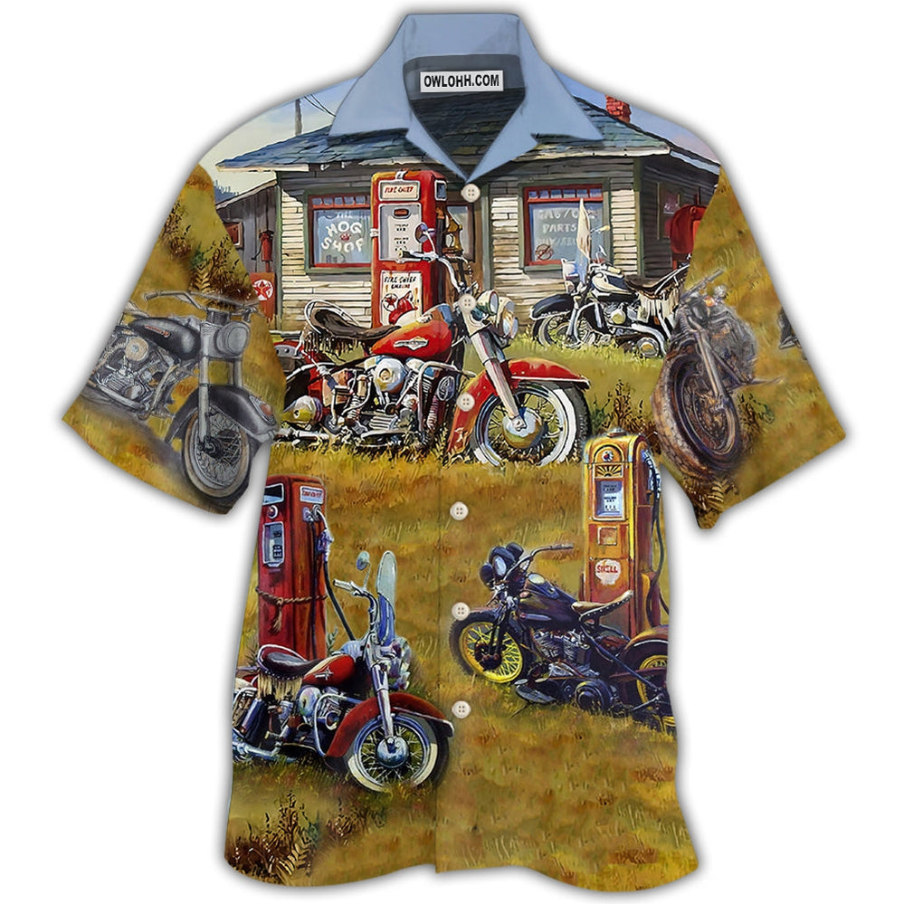 Motorcycle Vintage Shop Grass - Hawaiian Shirt - Owl Ohh - Owl Ohh