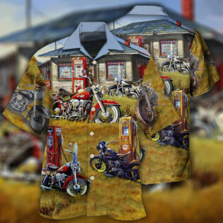 Motorcycle Vintage Shop Grass - Hawaiian Shirt - Owl Ohh - Owl Ohh