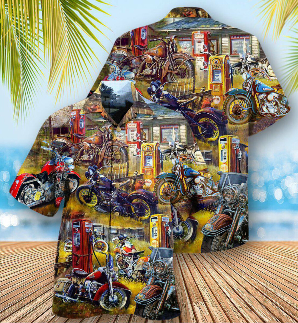 Motorcycle In The Field In The Sunset - Hawaiian Shirt - Owl Ohh - Owl Ohh