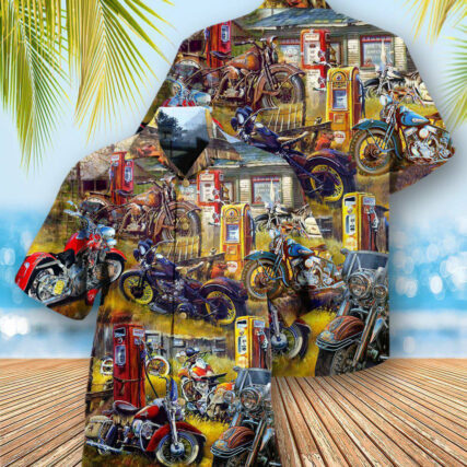 Motorcycle In The Field In The Sunset - Hawaiian Shirt - Owl Ohh - Owl Ohh