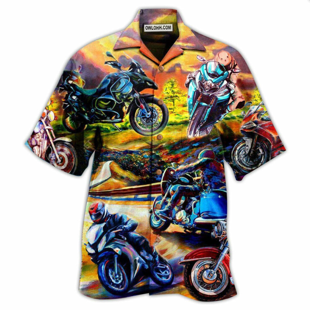 Motorcycle Under The Sunset Romantic - Hawaiian Shirt - Owl Ohh - Owl Ohh