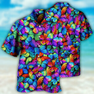 Butterfly Multi Bright Butterflies - Hawaiian Shirt - Owl Ohh - Owl Ohh