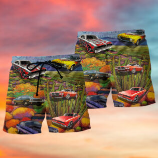 Muscle Car Beautiful Landscape - Beach Short - Owl Ohh - Owl Ohh