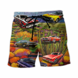 Muscle Car Beautiful Landscape - Beach Short - Owl Ohh - Owl Ohh