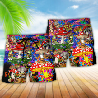Mushroom Happy Together Hippie Colorful - Beach Short - Owl Ohh - Owl Ohh