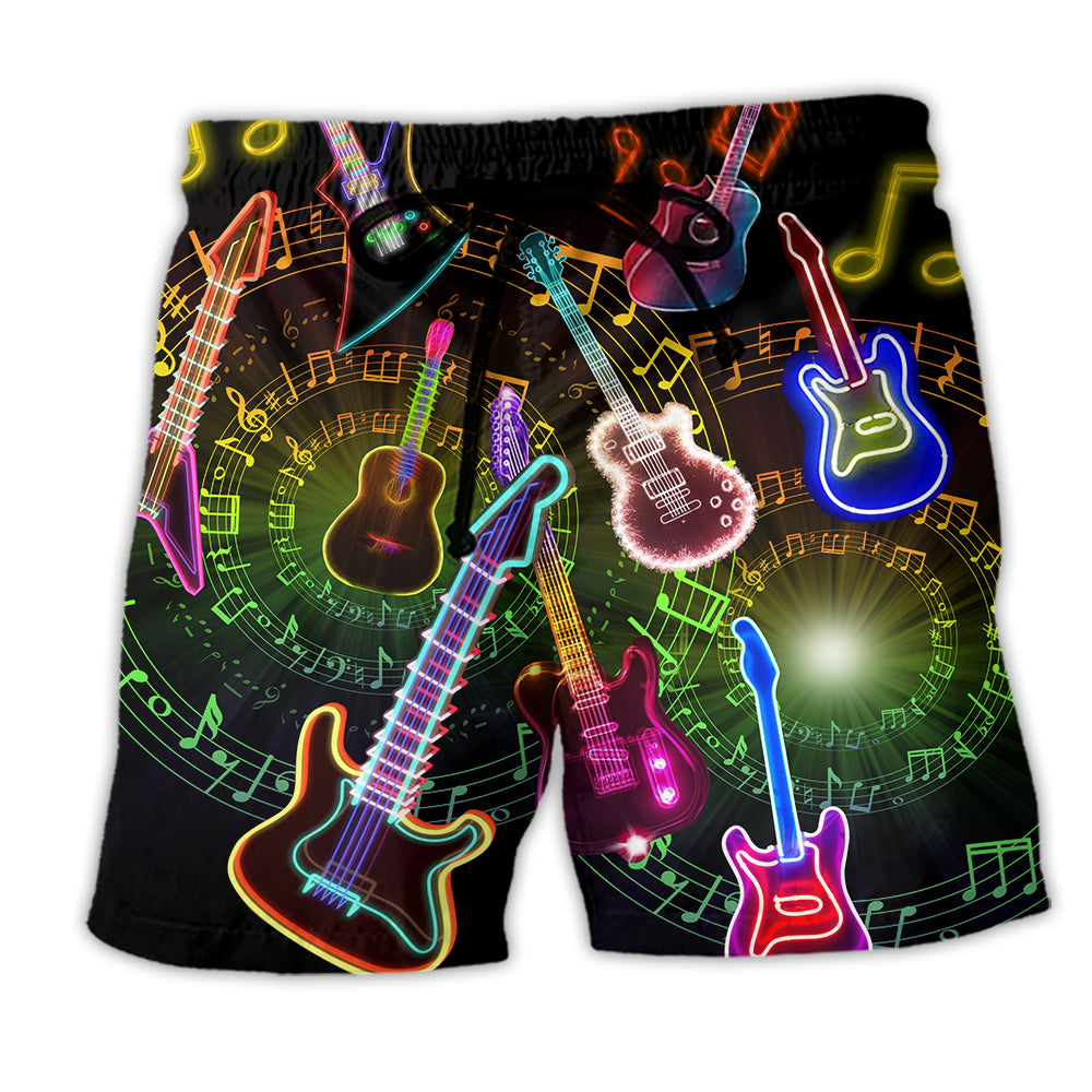 Music All You Need Is A Guitar Bright Color Style - Beach Short - Owl Ohh - Owl Ohh