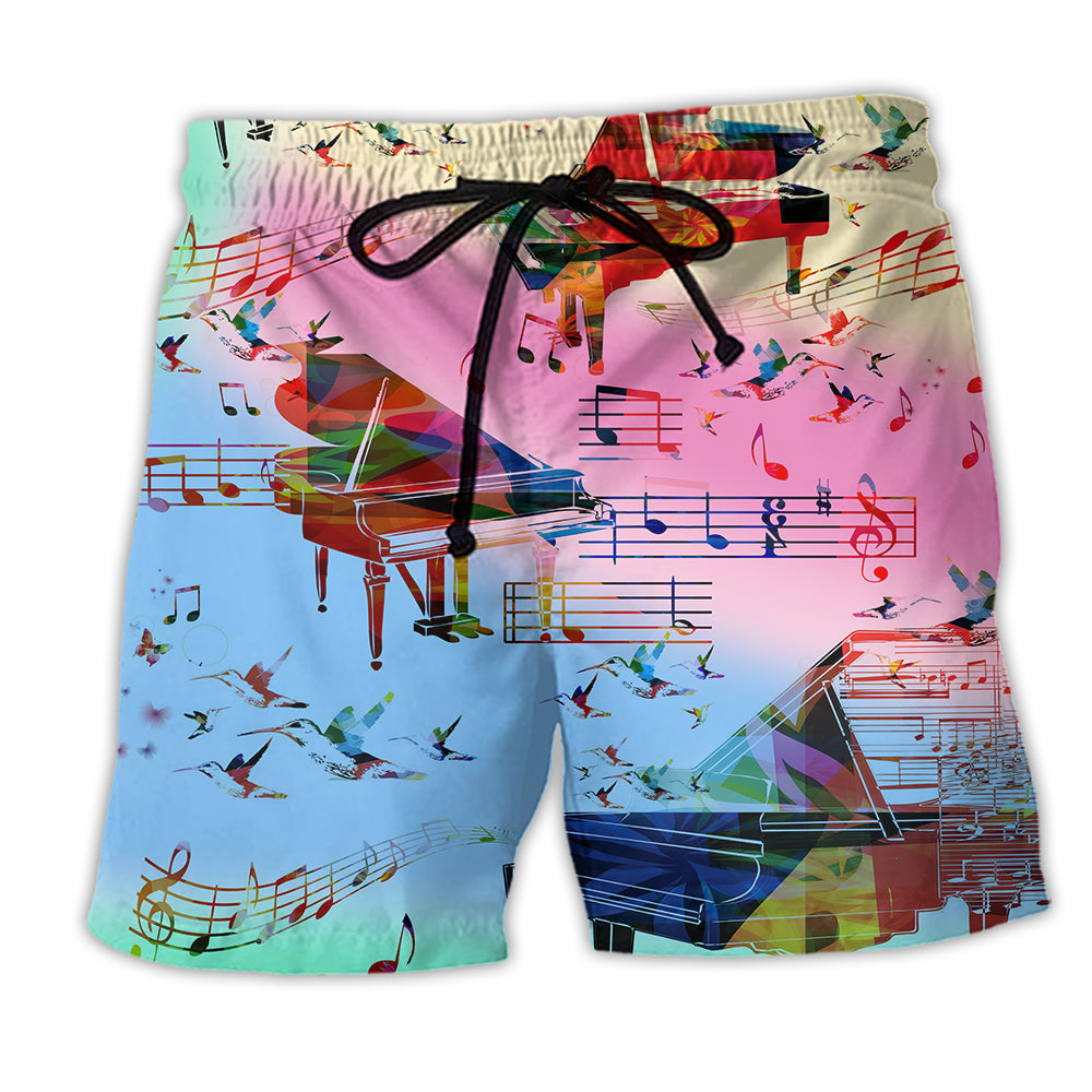 Music And Piano My Love My Life Colorful - Beach Short - Owl Ohh - Owl Ohh