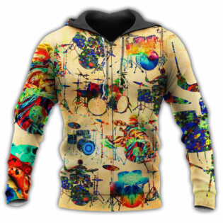 Music Colorful Vintage Drum Yellow Style - Hoodie - Owl Ohh - Owl Ohh