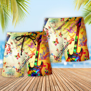 Music Guitar Love Butterfly - Beach Short - Owl Ohh - Owl Ohh