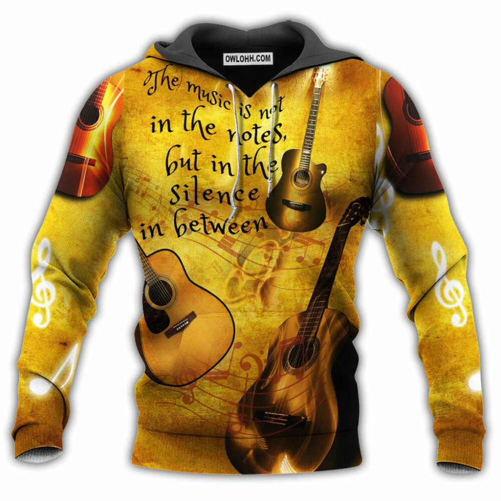 Music Guitar The Music Is In The Silence Between Stunning Style - Hoodie - Owl Ohh - Owl Ohh