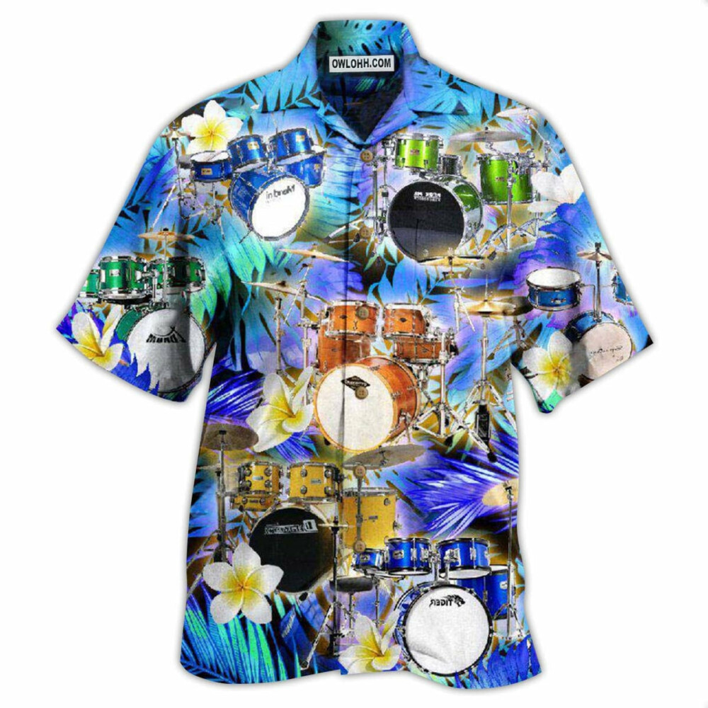Drum Music Is Better With Drums And Plumerias - Hawaiian Shirt - Owl Ohh - Owl Ohh