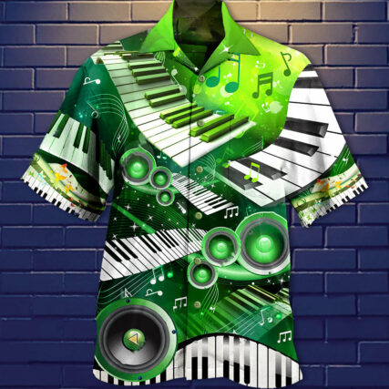 Piano Music Love Green Style - Hawaiian Shirt - Owl Ohh - Owl Ohh