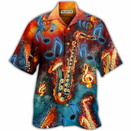 Saxophone Music Love It Red Black Blue - Hawaiian Shirt - Owl Ohh - Owl Ohh