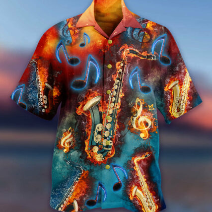 Saxophone Music Love It Red Black Blue - Hawaiian Shirt - Owl Ohh - Owl Ohh