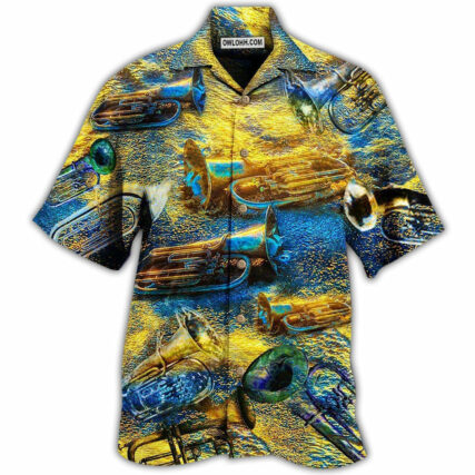 Saxophone Music Love Peace Life Yellow - Hawaiian Shirt - Owl Ohh - Owl Ohh