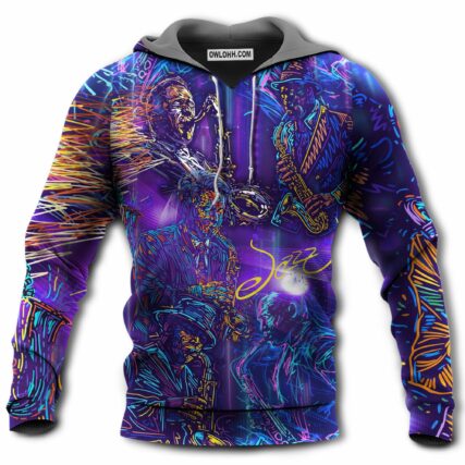Music Never Underestimate An Old Man With A Saxophone - Hoodie - Owl Ohh - Owl Ohh