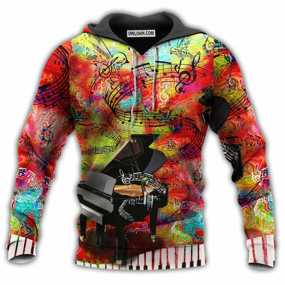 Music Piano Guide You to the World With Red Style - Hoodie - Owl Ohh - Owl Ohh