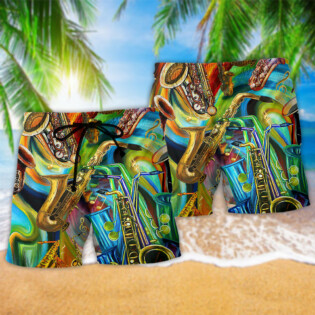 Music Saxophone Is My Second Language - Beach Short - Owl Ohh - Owl Ohh