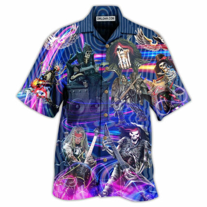 Guitar Skull Music Skull Crazy Purple - Hawaiian Shirt - Owl Ohh - Owl Ohh