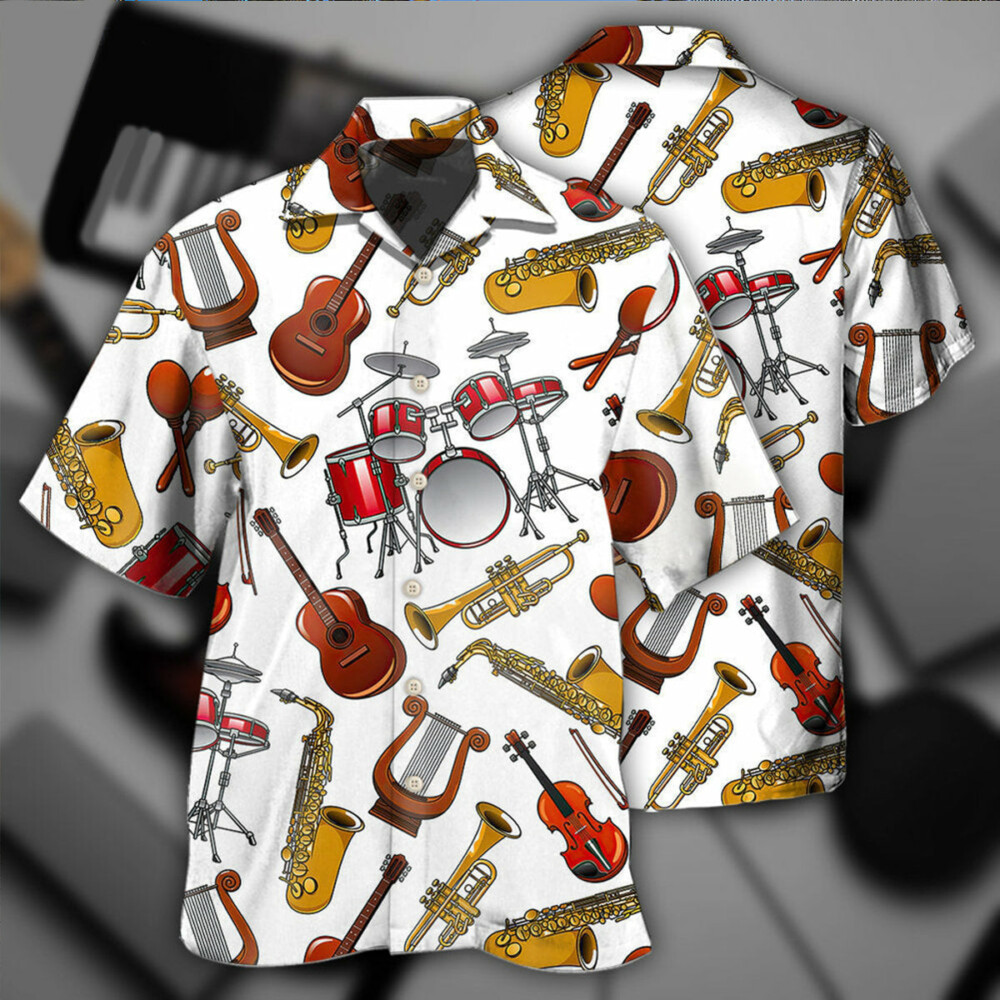 Music Instruments White Style - Hawaiian Shirt - Owl Ohh - Owl Ohh