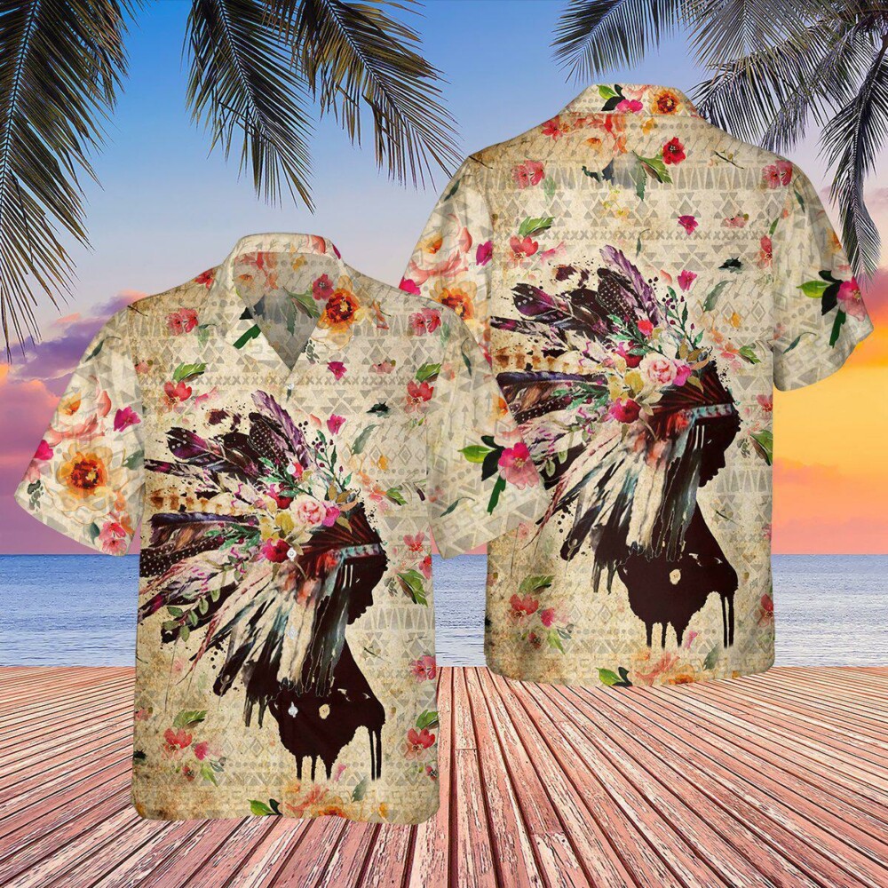 Native Girl Flowers Floral - Hawaiian Shirt - Owl Ohh - Owl Ohh
