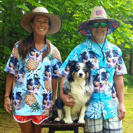 Custom Hawaiian Shirt With Pet Face | Personalized Gift For Pet Lovers | Pineapple Pattern Light Blue Color Aloha Shirt