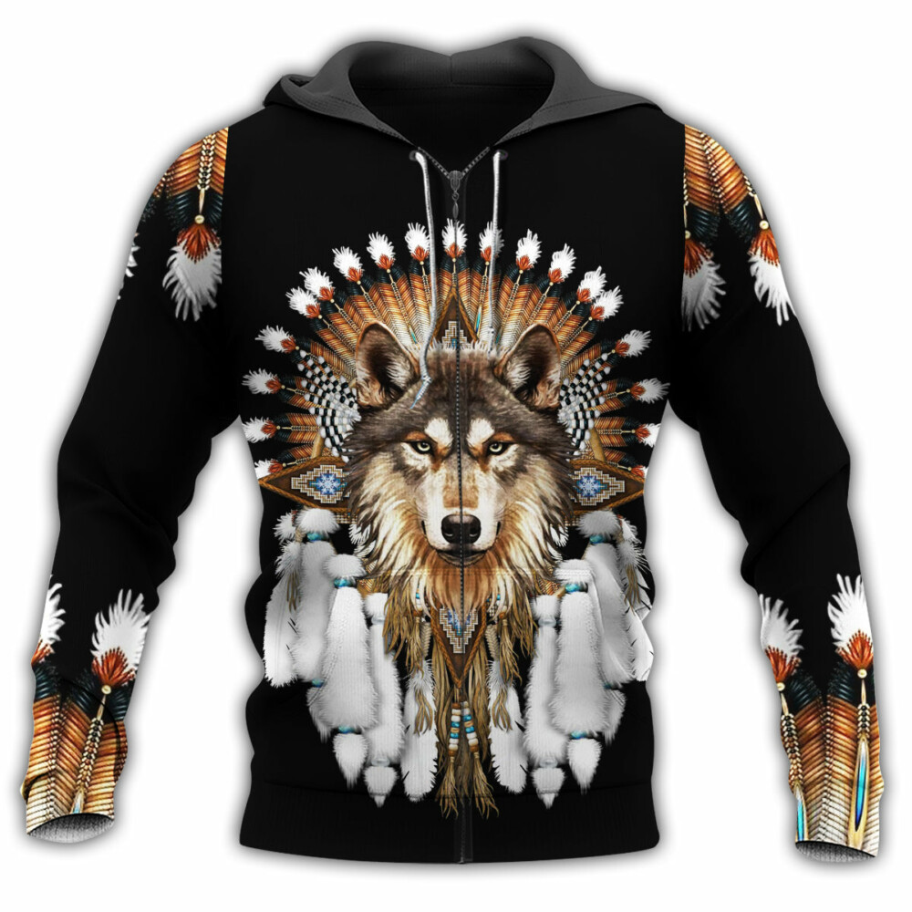 Native A Wolf Strong - Hoodie - Owl Ohh - Owl Ohh