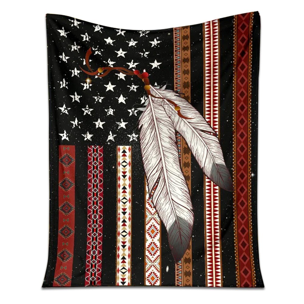 Native Ameican Flag American Indian So Cool - Flannel Blanket - Owl Ohh - Owl Ohh
