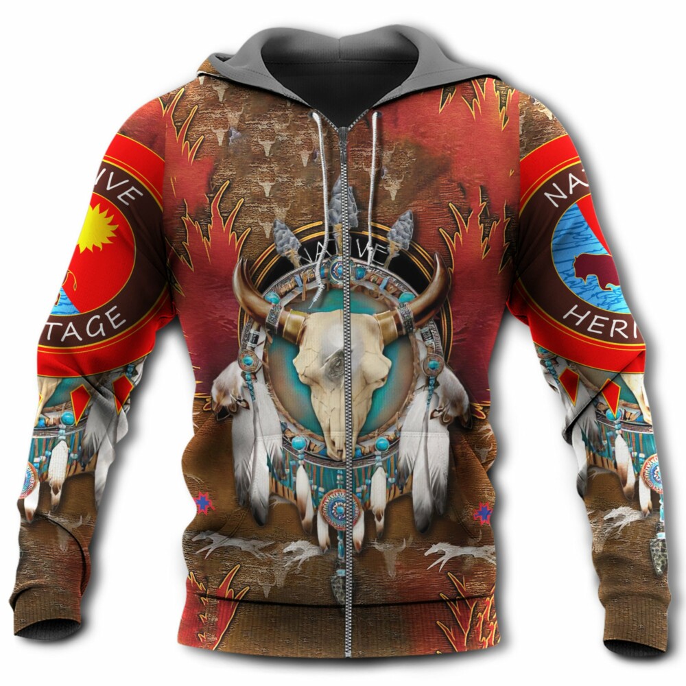 Native American Culture Bull - Hoodie - Owl Ohh - Owl Ohh