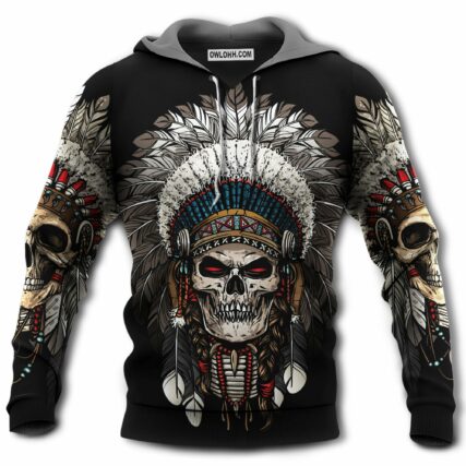 Native American Culture Skull - Hoodie - Owl Ohh - Owl Ohh