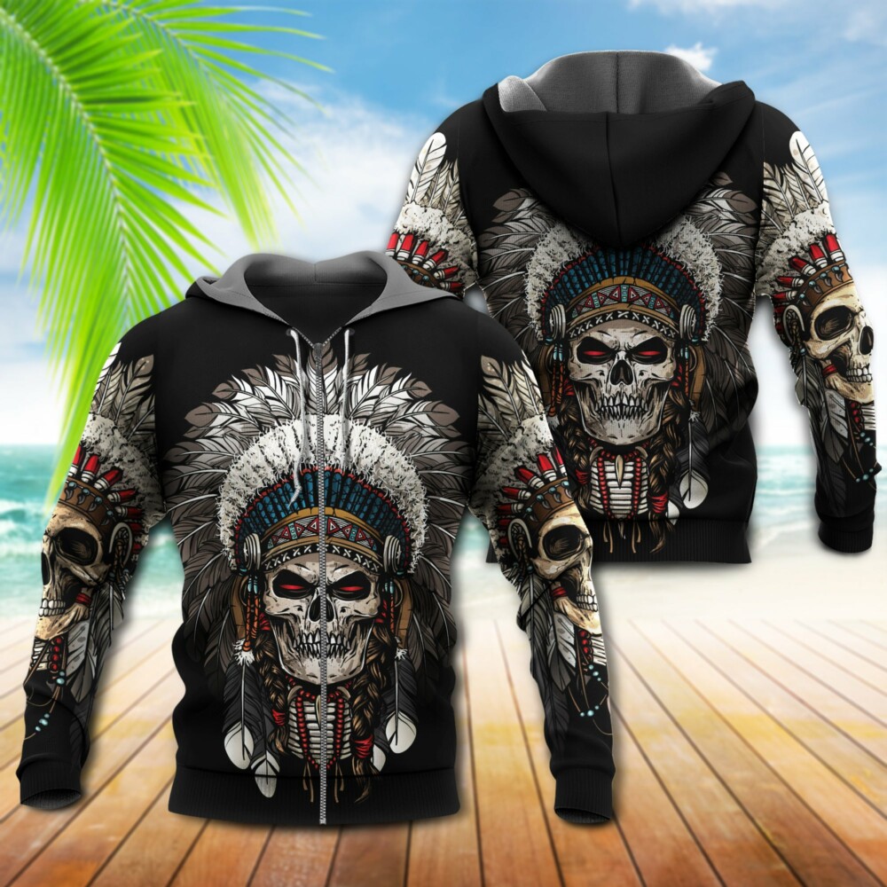 Native American Culture Skull - Hoodie - Owl Ohh - Owl Ohh