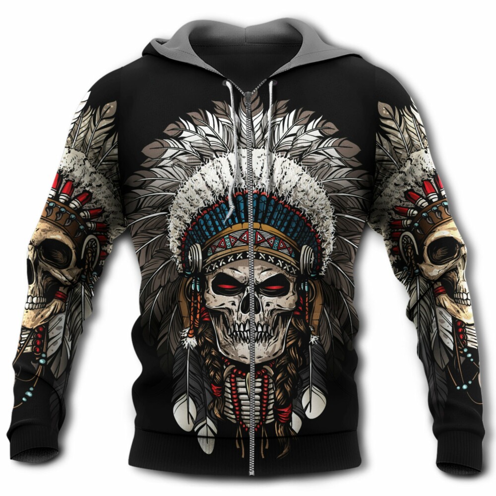 Native American Culture Skull - Hoodie - Owl Ohh - Owl Ohh
