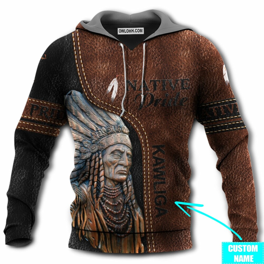 Native American Man Pride Personalized - Hoodie - Owl Ohh - Owl Ohh