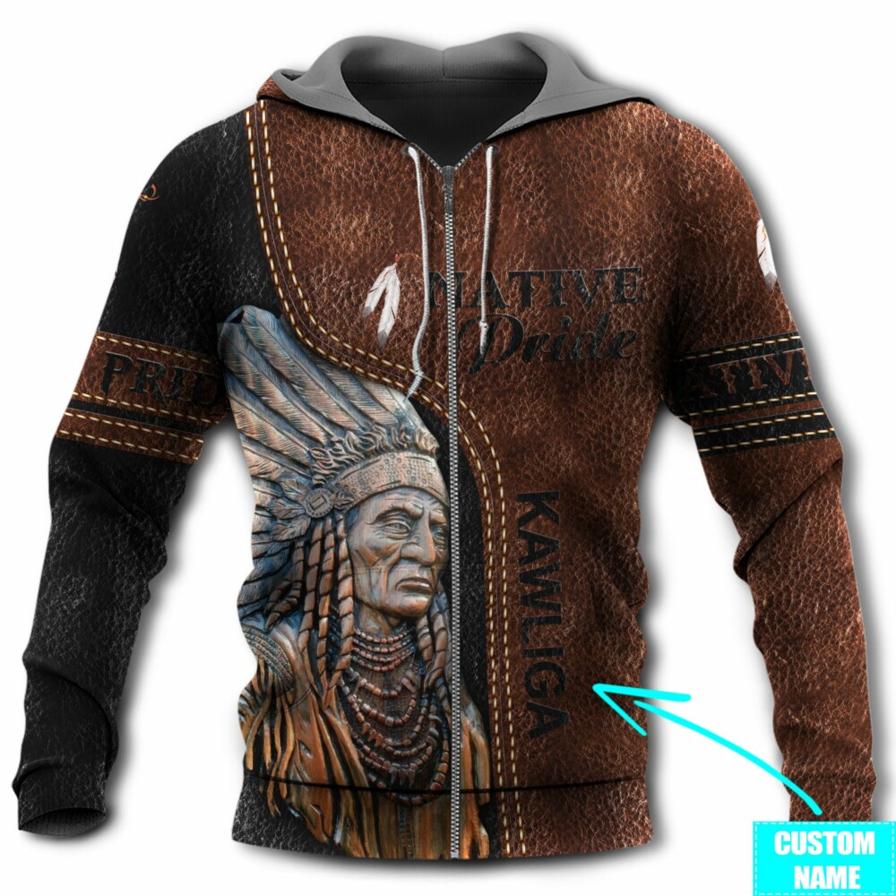 Native American Man Pride Personalized - Hoodie - Owl Ohh - Owl Ohh