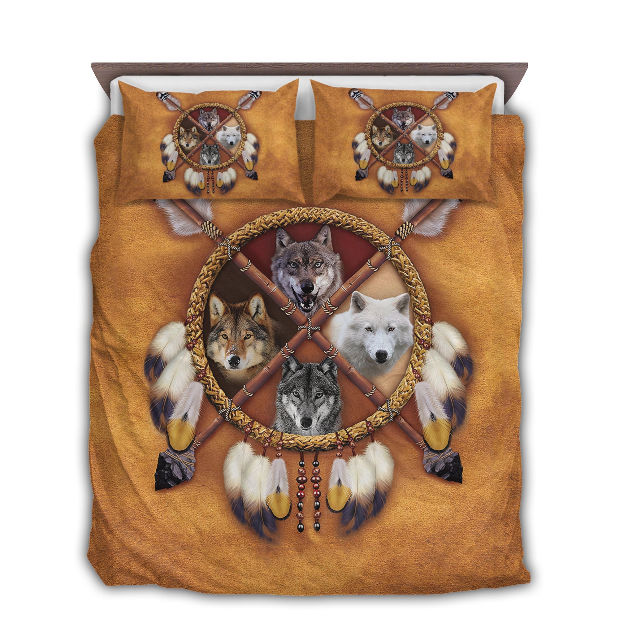Native American Peace Love Wolf Amazing Style - Bedding Cover - Owl Ohh - Owl Ohh