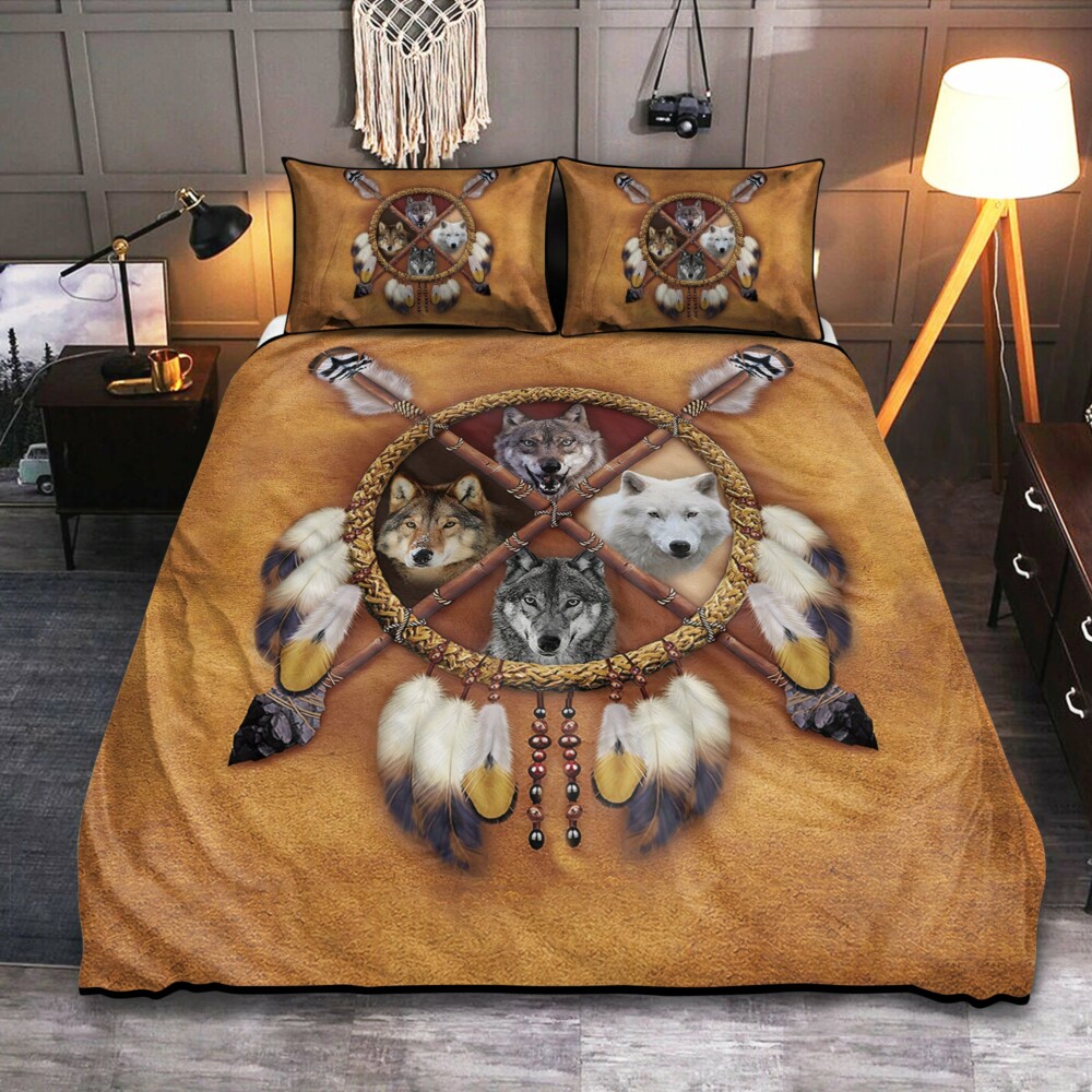 Native American Peace Love Wolf Amazing Style - Bedding Cover - Owl Ohh - Owl Ohh