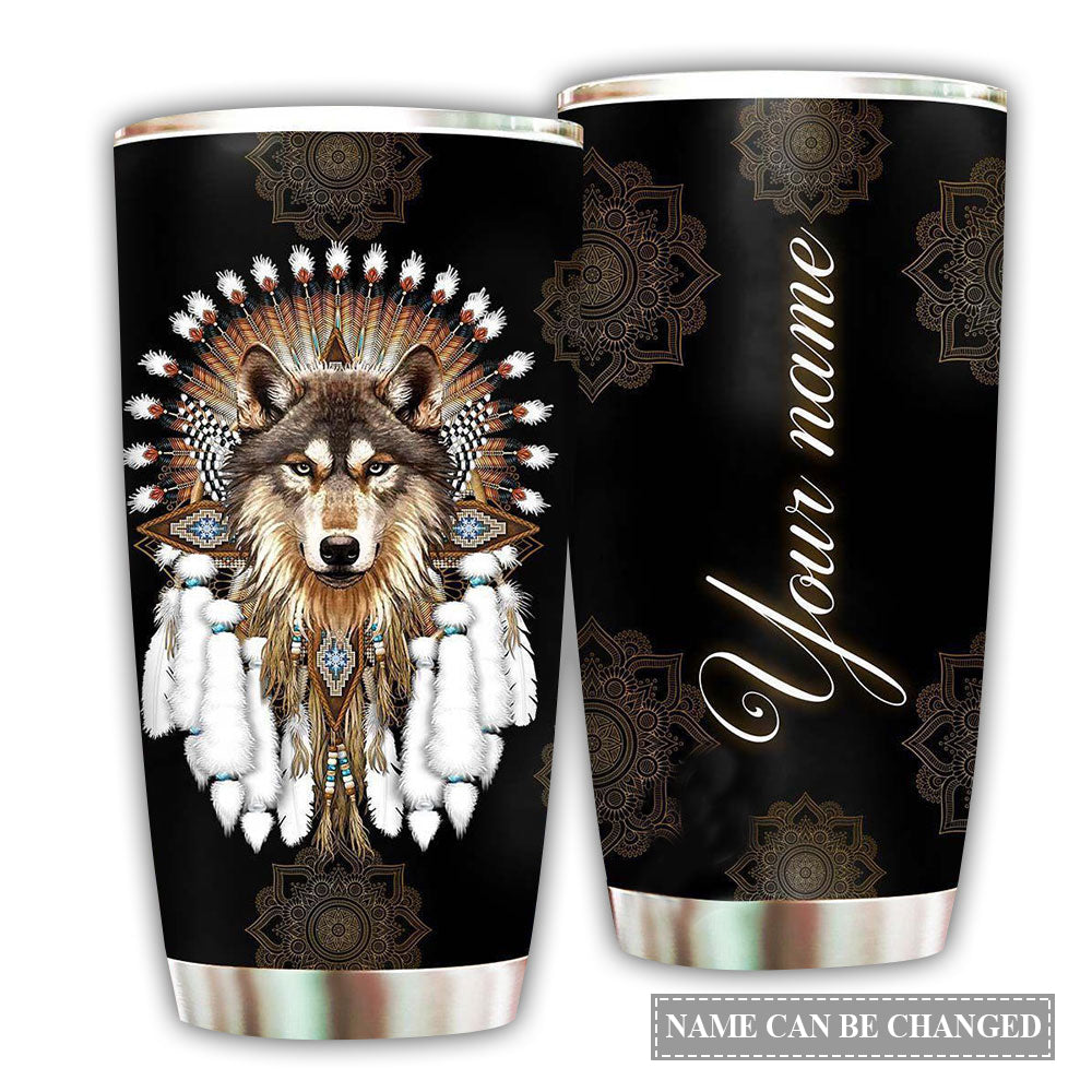 Native American Wolf With You Personalized - Tumbler - Owl Ohh - Owl Ohh