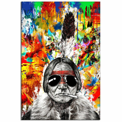 Native American Woman Hippie Color - Vertical Poster - Owl Ohh - Owl Ohh