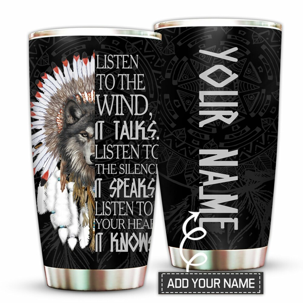 Native Americans and Black Wolf Still Strong Personalized - Tumbler - Owl Ohh - Owl Ohh
