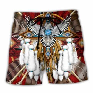 Native Dreamcatcher Sunset Owl Feather - Beach Short - Owl Ohh - Owl Ohh