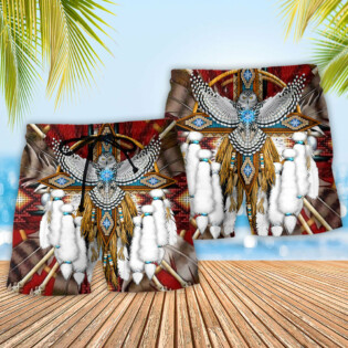 Native Dreamcatcher Sunset Owl Feather - Beach Short - Owl Ohh - Owl Ohh